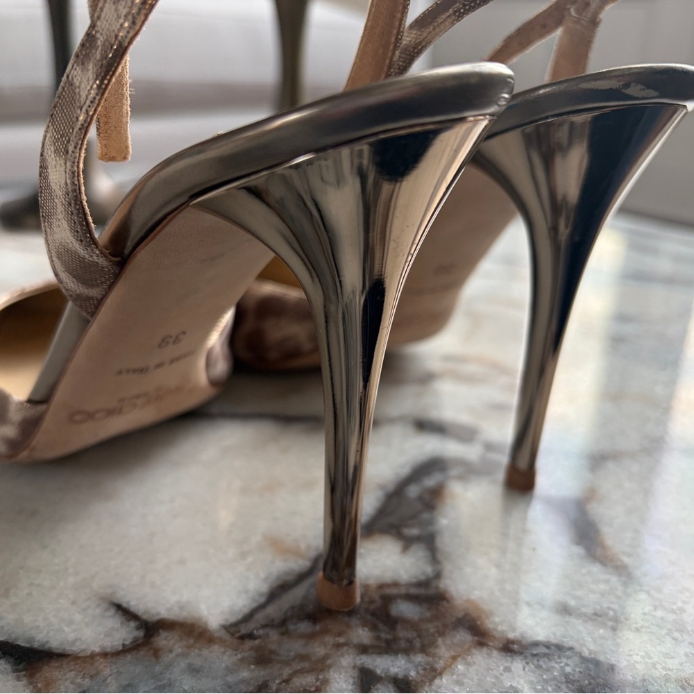 Jimmy Choo Leather Leopard Slingback Heels - Picture 5 of 9